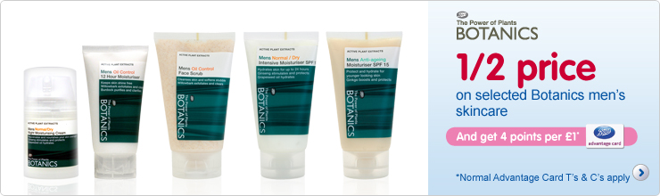 1/2 price on selected Botanics For Men skincare 